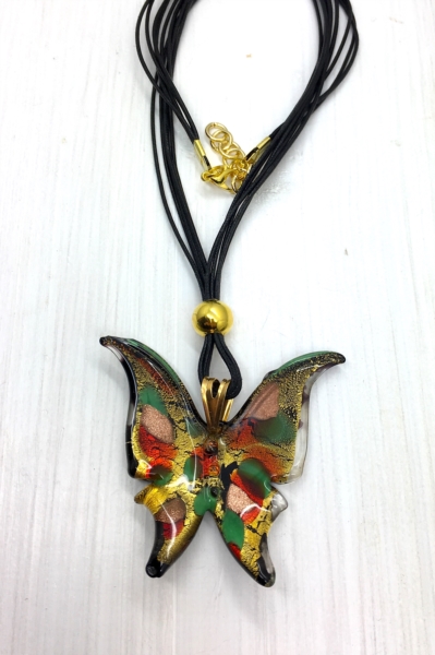 Collana farfalla oro con macchie colorate