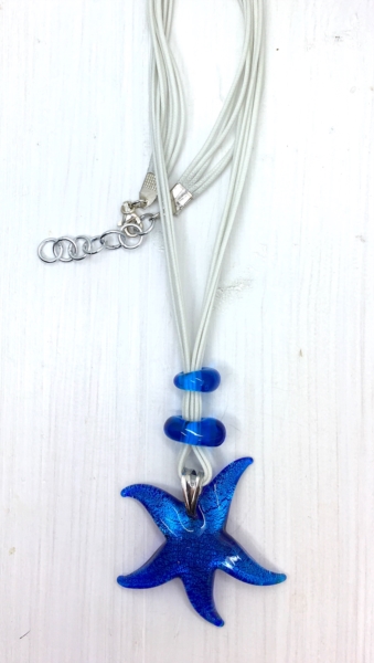 Collana stella marina con sassetti blu