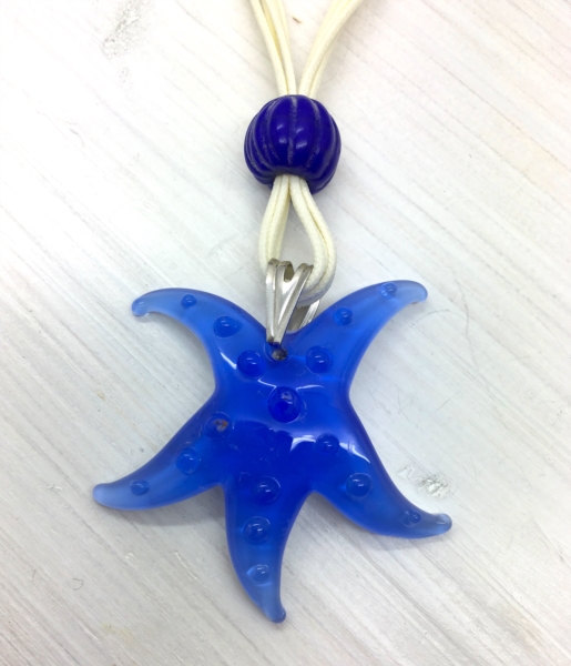 Collana stella marina grande bolle blu
