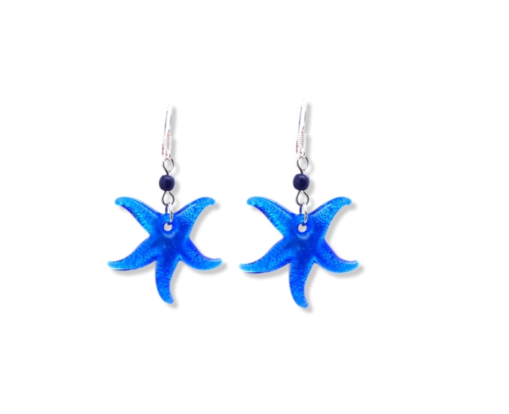 Orecchini pendenti stella marina blu mare