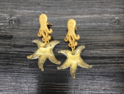 Orecchini pendenti stella marina cristallo e oro []