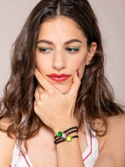 Bracciale sasso ambra caucciù