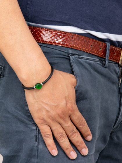 Bracciale sasso verde smeraldo caucciù