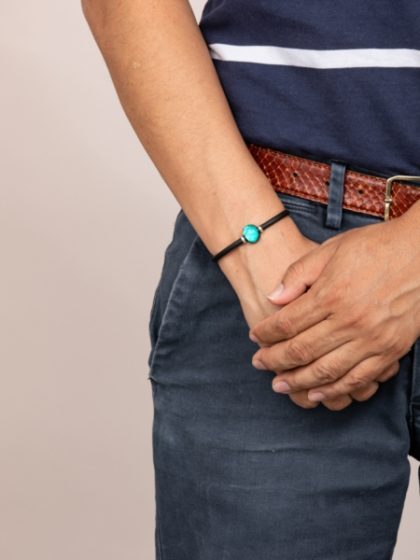 Bracciale sasso verde marino caucciù